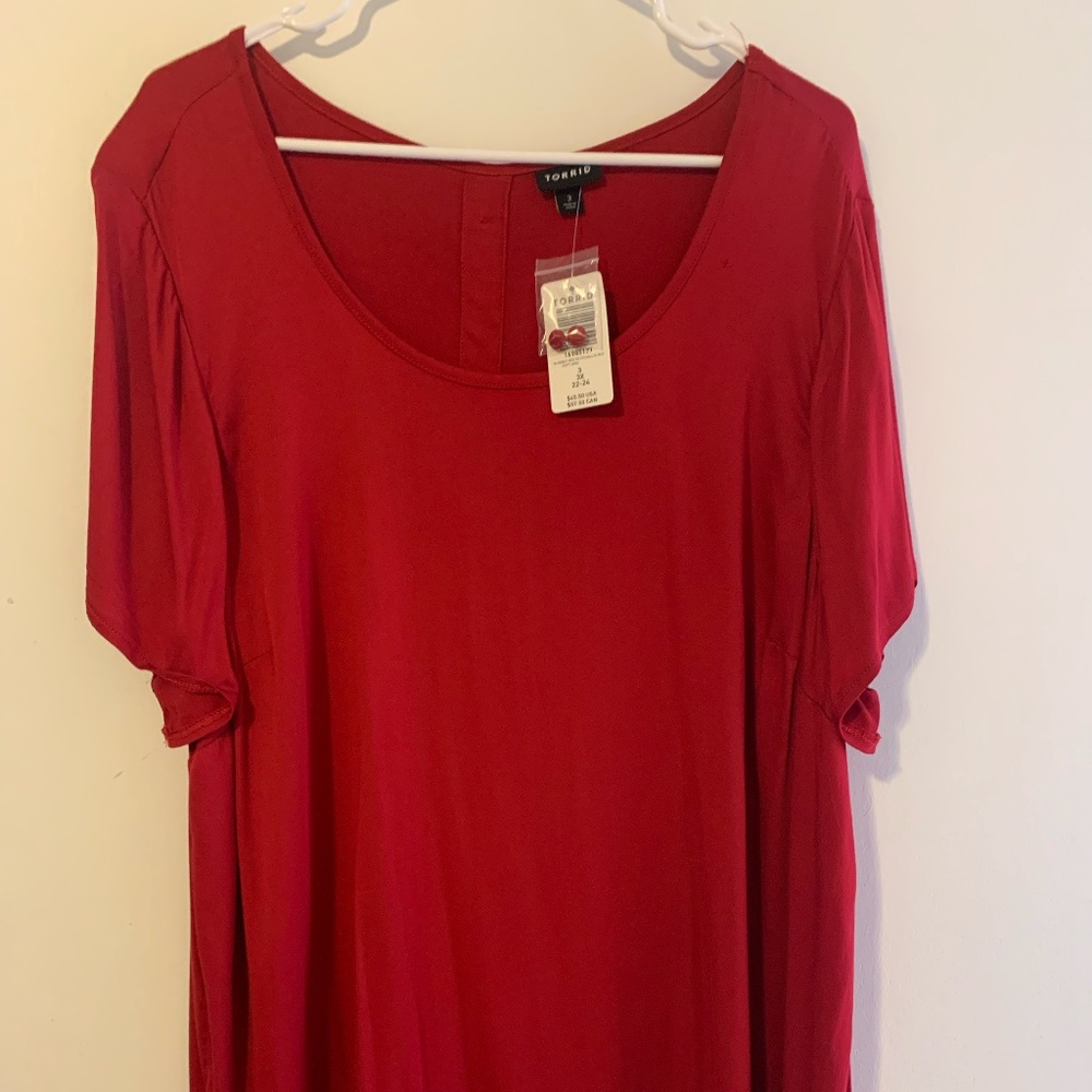 Torrid "Abby" Red Challis Blouse, 3x NWT - Picture 3 of 5